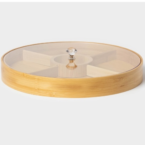 Менажница из бамбука 5-ти секц. 30см STRIATA с крышкой Доляна 7061101