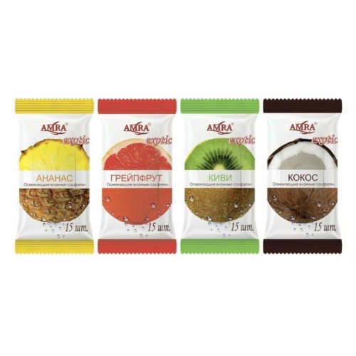 Салфетки влажные AMRA 15шт Экзотик освежающие 1/48