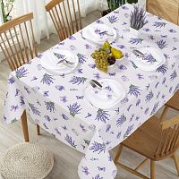 Комплект кухонный рогожка 7пр (скатерть 145*220см+салфетка 6шт) СИРЕНЕВАЯ ДЫМКА Арт Дизайн