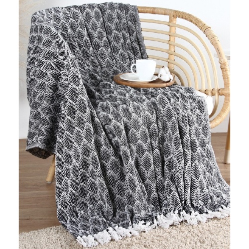 Плед 220*240см хлопок LEAVES с кисточками Этель 10611684