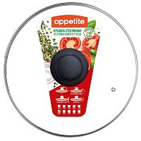 Крышка 22см Appetite РУКАВ стеклянная с пластик. ручкой и метал. ободом ZHI22GPR