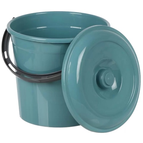 Ведро с крышкой 10л бирюзово-синий Violet 021055