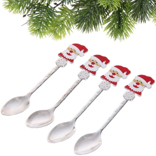 Набор ложек десертных 4шт ДЕД МОРОЗ серебро 889-0434