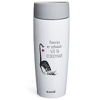 Термокружка 360мл Agness ОСОБЕННАЯ нерж. сталь кнопка-стоппер 709-122