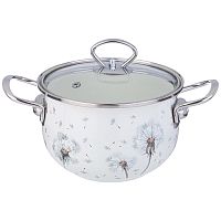 Кастрюля эмаль 2,0л Agness DANDELION со стекл. крышкой индукция 943-056