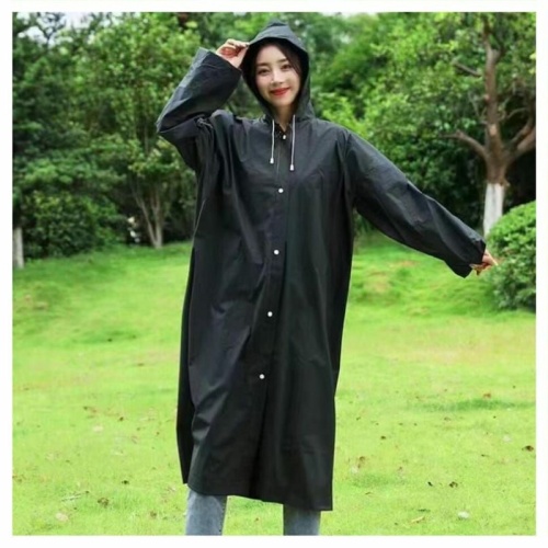 Дождевик-плащ на кнопках (черный) Diniya D-03