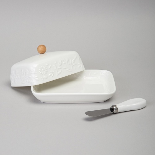 Масленка фарфор 16,5*12,5*8см FLOWERS STORY с ножом Lefard 474-257