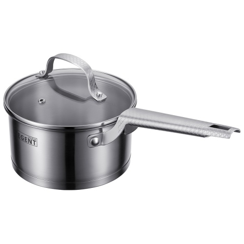 Ковш нерж. сталь 1,7л 16см Regent SIRENA со стекл. крышкой индукция 65-0116