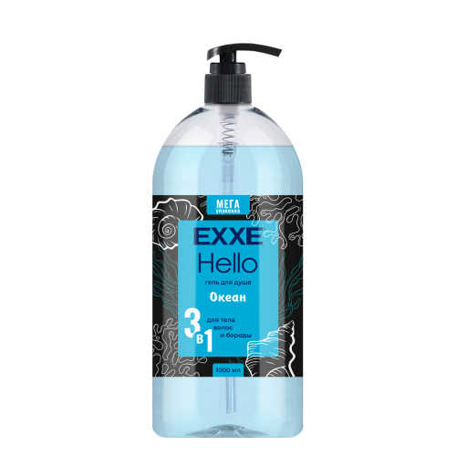 Гель для душа EXXE 1000мл MEN 3в1 Hello Океан дозатор 1/2