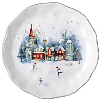 Тарелка десертная керамика 23см С НОВЫМ ГОДОМ ЗИМНИЕ ЗАБАВЫ Agness 358-2335