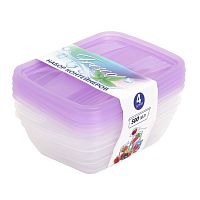 Набор контейнеров прямоугольные 4шт 0,5л FRESCO лаванда Violet 470050136
