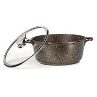 Кастрюля 6,1л Lara RIO CHOCO мрамор. ИНДУКЦИЯ с крышкой LR02-206