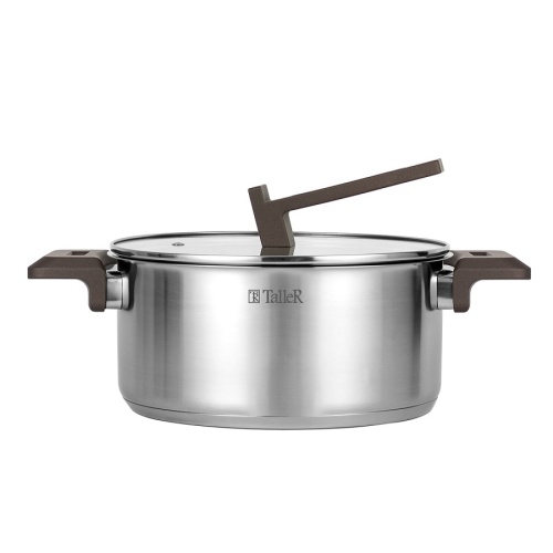Кастрюля нерж. сталь 4,7л Taller МЕТОД со стекл. крышкой индукция TR-17309