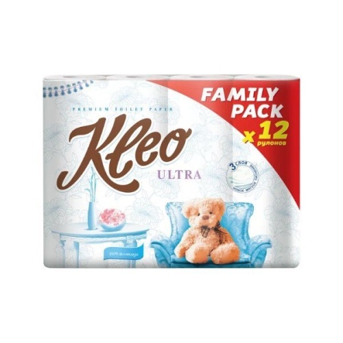 Бумага туалетная KLEO 12рул 3сл Ultra белая 1/7