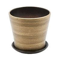 Горшок керамика 14,7*13см 1,0л БРОНЗОВЫЙ с подставкой (глянец) Магамакс BH-05-12