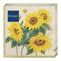 Салфетки бумажные BOUQUET 20шт 33*33см 3сл Подсолнухи в золотой рамке 1/12