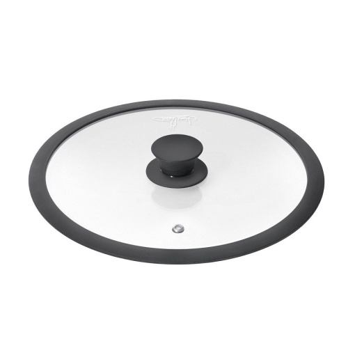 Крышка 24см Home Queen RED HOT стеклянная с силикон. ручкой и ободом 77154 1/24