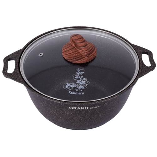 Кастрюля 4,0л Kukmara GRANIT ULTRA литой алюм. АП со стекл. крышкой (original) кго42а 1/3