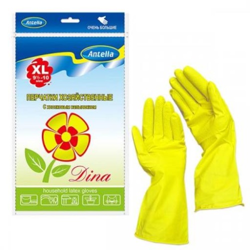 Перчатки латексные рXL ДИНА с хлопком Антелла 4956Р