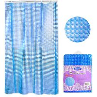 Штора для ванной 180*180см голубой 12 колец Антелла 3D1