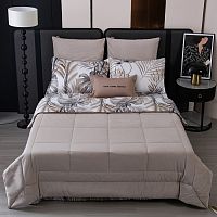 КПБ Евро сатин 50*70см+70*70см VELOURIA LUXE ПАЛЬМЫ с одеялом Viva Home Textile