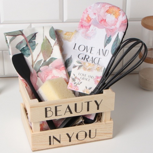 Комплект кухонный 5пр (полотенце+варежка+лопатка+венчик+губка) LOVE&GRACE Этель 10838743 Комплект кухонный 5пр (полотенце+варежка+лопатка+венчик+губка) LOVE&GRACE Этель 10838743