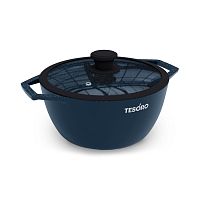 Кастрюля 4,0л Tesoro FLORENCE TOTAL BLUE литой алюм. АП со стекл. крышкой индукция TF6640tbi