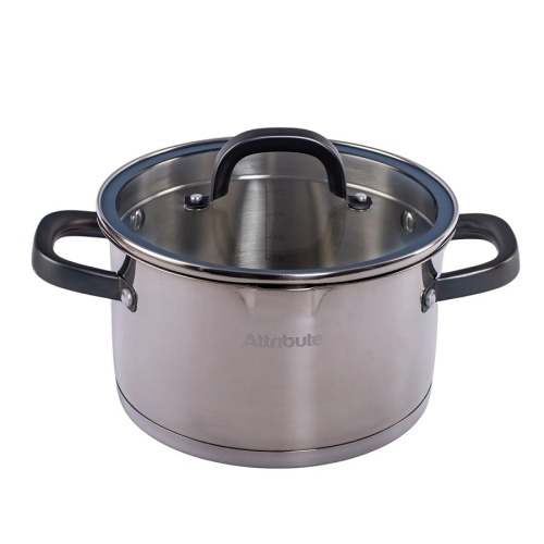 Кастрюля нерж. сталь 3,25л 20см Attribute DAVINCI со стекл. крышкой индукция ASD020