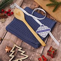 Комплект кухонный 2пр (полотенце+ложка) WINTER СИНИЙ Доляна 10918024