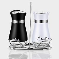 Набор для специй пластик 3пр (2 баночки+подставка) BLACK&WHITE Сияние 10913236