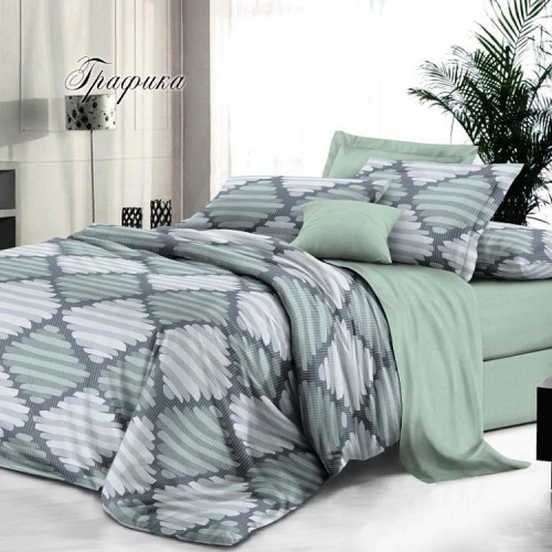 КПБ Семейный 7пр сатин 50*70см+70*70см Дуэт ГРАФИКА Хлопковый Рай