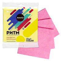 Салфетки для уборки 3шт 30*30см РИТМ//МОНИКА вискоза Антелла 20735