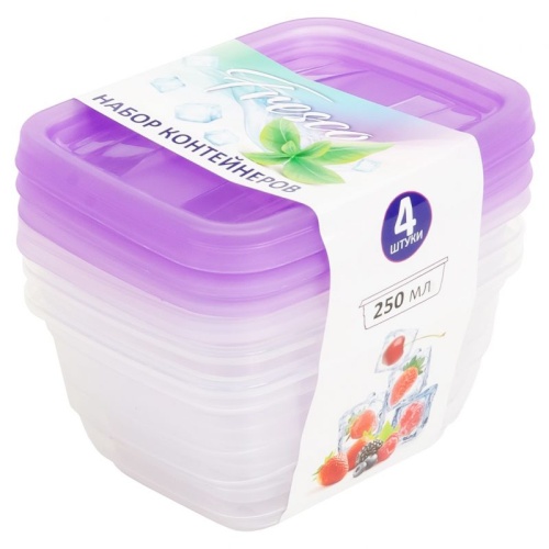 Набор контейнеров прямоугольные 4шт 0,25л FRESCO лаванда Violet 470025136