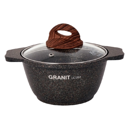 Кастрюля 1,0л Kukmara GRANIT ULTRA литой алюм. АП со стекл. крышкой (original) кго12а