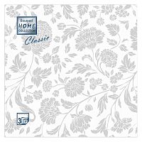 Салфетки бумажные HOME COLLECTION 20шт 33*33см 3сл Анжелика Серебро на белом 1/12