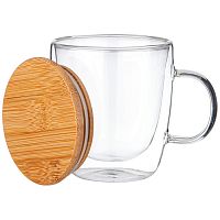 Кружка с двойными стенками 410мл DOUBLE-WALL с крышкой Agness 887-247
