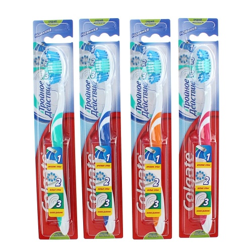 Зубная щетка COLGATE Тройное действие Средняя Ассорти 1/12