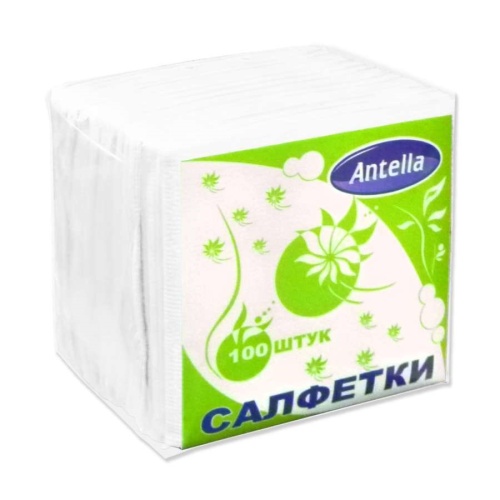 Салфетки бумажные VERONA 100шт 24*24см 1сл белые Антелла