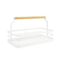 Полка для специй 31*17,5*18см БЕЛЫЙ c деревянной ручкой Магамакс LB-1WT