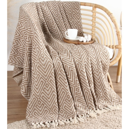 Плед 150*200см хлопок ГЕОМЕТРИЯ кисточки Этель 10611696