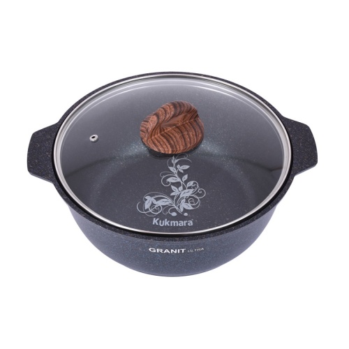 Жаровня 4,0л Kukmara GRANIT ULTRA литой алюм. АП со стекл. крышкой (blue) жгг41а 1/4