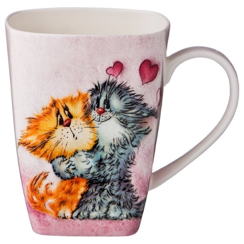 Кружка фарфор 400мл КОТЯТА квадратная Lefard 264-980