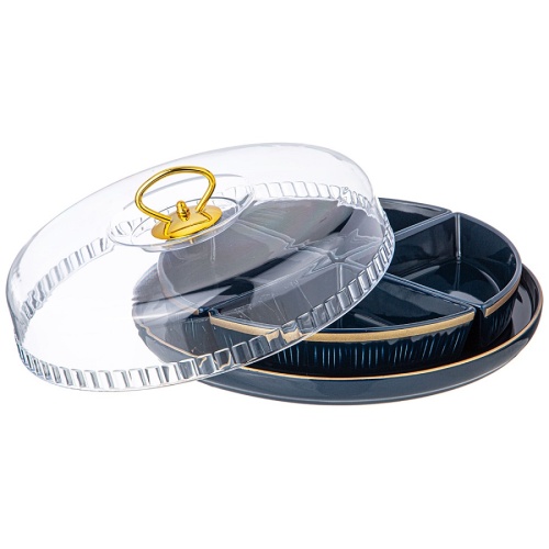 Менажница из фарфора 4-х секц. HERBAL СИНИЙ на подставке с крышкой Lefard 42-493 Менажница из фарфора 4-х секц. HERBAL СИНИЙ на подставке с крышкой Lefard 42-493