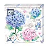 Салфетки бумажные HOME COLLECTION 20шт 33*33см 3сл Открытка с гортензиями 1/12