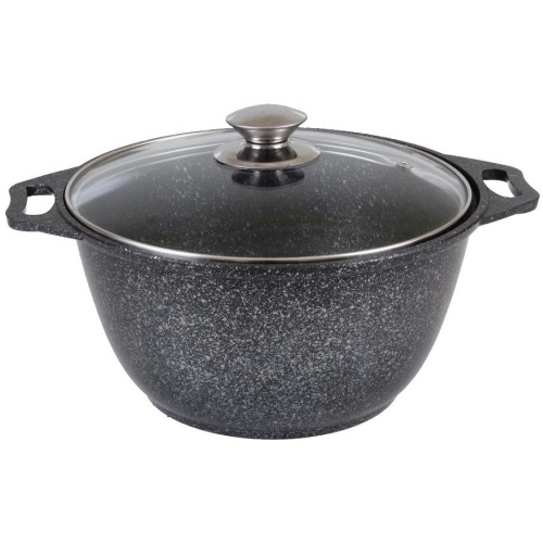 Кастрюля 3,0л Kukmara МРАМОРНАЯ литой алюм. АП со стекл. крышкой (темный) кмт32а 1/3