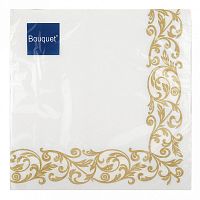 Салфетки бумажные BOUQUET 16шт 40*40см 3сл Скатерть с золотым узором 1/12