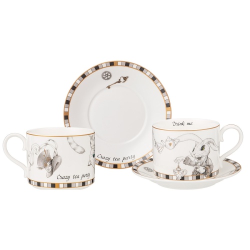 Чайный набор на 2 перс. 4пр 300мл WONDERLAND КОТ И КРОЛИК Lefard 590-442