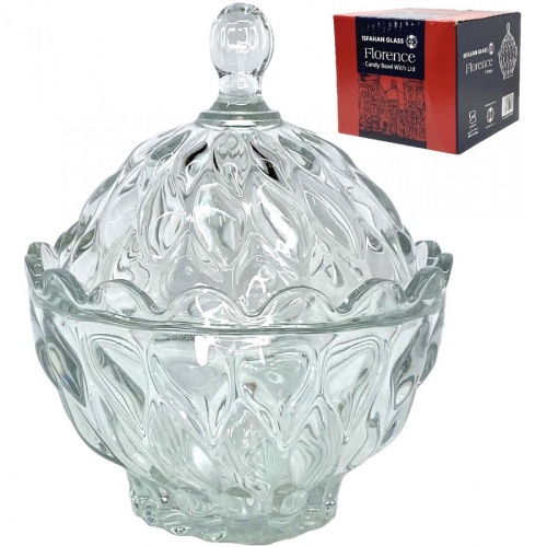 Конфетница стекло 17*21см FLORENCE с крышкой Kaveh 144