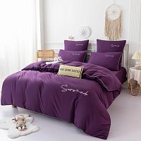 КПБ 1,5сп сатин 70*70см однотонный ВЫШИВКА фиолетовый Viva Home Textile