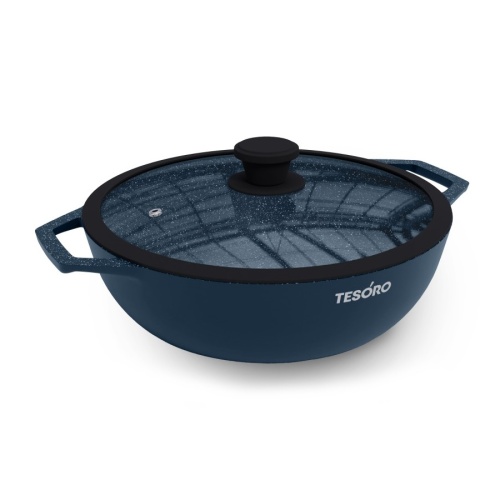 Жаровня 3,0л Tesoro FLORENCE TOTAL BLUE литой алюм. АП со стекл. крышкой индукция TF6530tbi